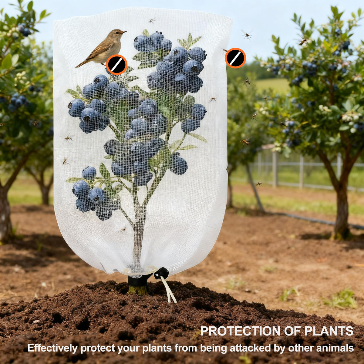 Garden Mesh Netting with Drawstring & Zipper,4PACK Mesh Netting Pest Barrier Protection Bird Mosquito Net Plants Cover for Patio Vegetable Plants Fruit Tree (4FTx5.9FT+2.3FTx3.3FT)