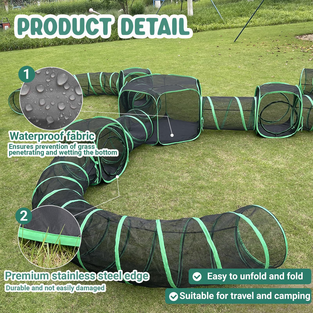 Pawtenda Outdoor Cat Enclosures, 10 in 1 Cat Tent with Tunnels for Outside, Large Space Catio Outdoor Pet Enclosure for Indoor Kitty, Enclosed Pet Playpen