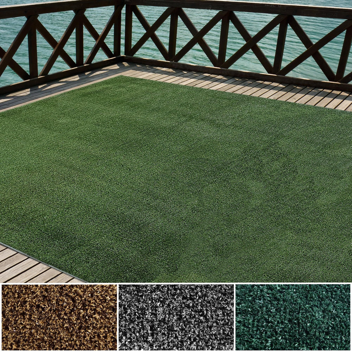 iCustomRug Synthetic Grass Rug – 12 x 15ft Lawn Green Turf Carpet for Patios, Yards, Boats, Camping – Indoor/Outdoor Use