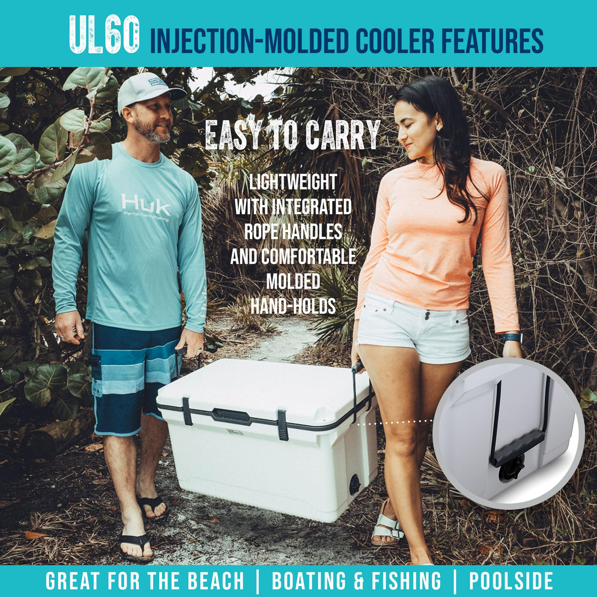 ENGEL 60 QT Ultra-Light Injection Molded Cooler - Ice Chest Keeps Ice up to 7 Days - Large Cooler Includes Wire Basket, Divider and Built-in Bottle Opener - Blue with Dark Grey Interior (Blue)