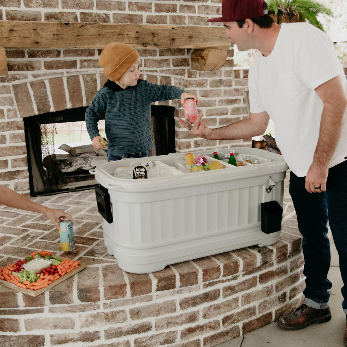 Igloo Party Bar 125 Qt Cooler with Wheels | Insulated Rolling Ice Chest | Light Gray