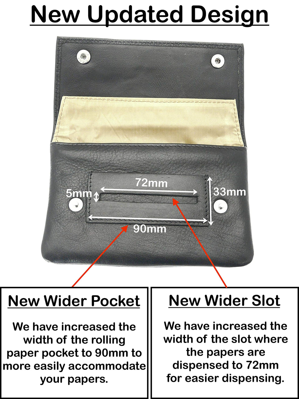 Premium Soft Black Leather Cigarette Rolling Tobacco Pouch Case Organiser