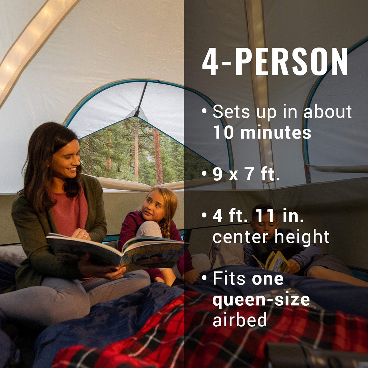 Coleman OneSource Rechargeable 4/6 Person Camping Tent with Airflow System & LED Lighting, Includes Rainfly, Tent Fan, Lights, and Interchangeable Battery Pack, Easy Setup Tent for Camping