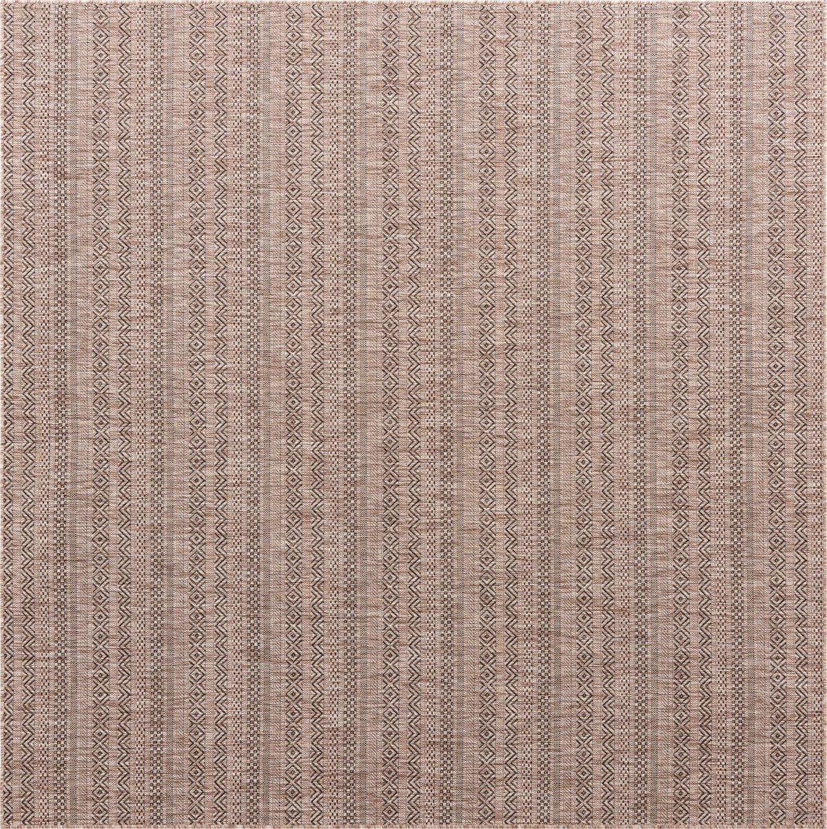 Unique Loom Outdoor Striped Collection Area Rug - Maia (7' 10" Square, Natural/Black)