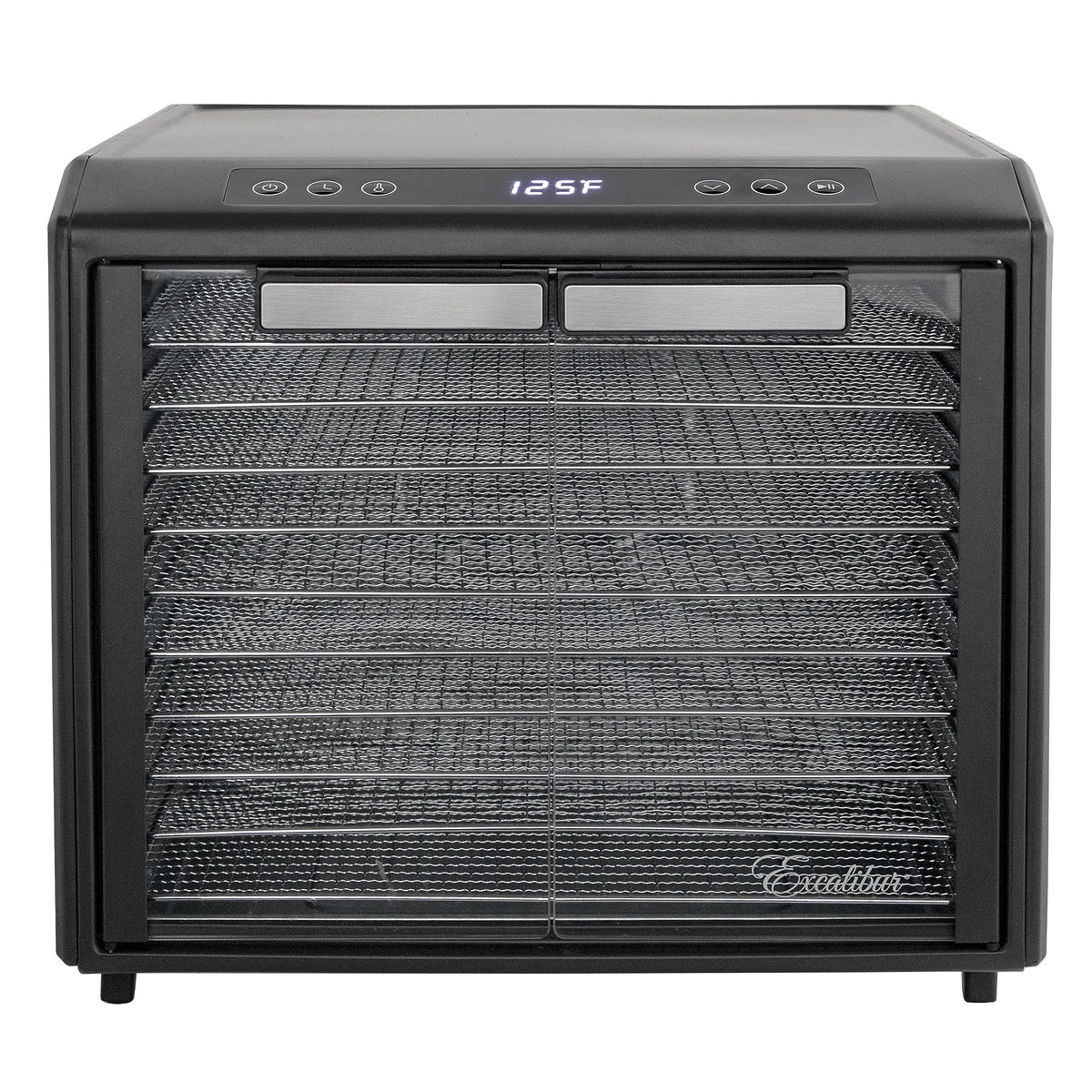 Excalibur Food Dehydrator 10-Tray Select Series for Jerky, Fruit, Vegetables, Herbs, Pet Treats, Stainless Steel with Glass Doors and 60 hour digital timer, 10-Tray, Black
